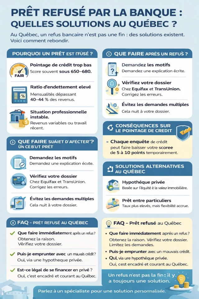 Prêt refusé par la banque - quelles solutions existent au Québec