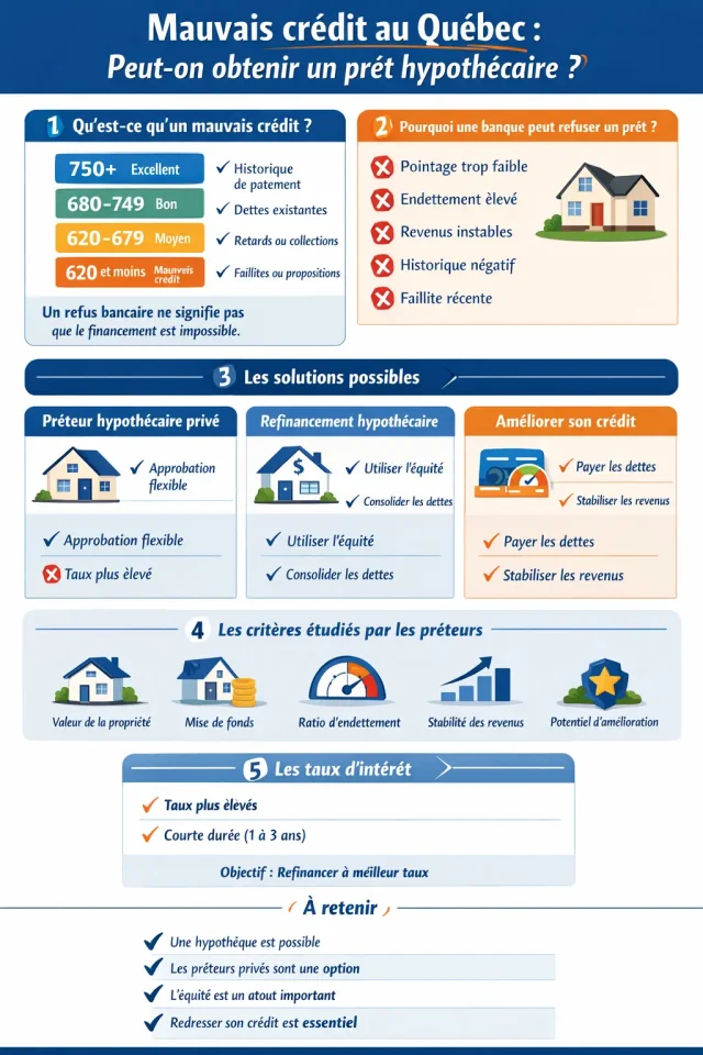 Mauvais crédit au Québec - comment obtenir un prêt hypothécaire