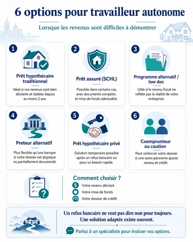 6 options pour travailleur autonome et prêt hypothécaire